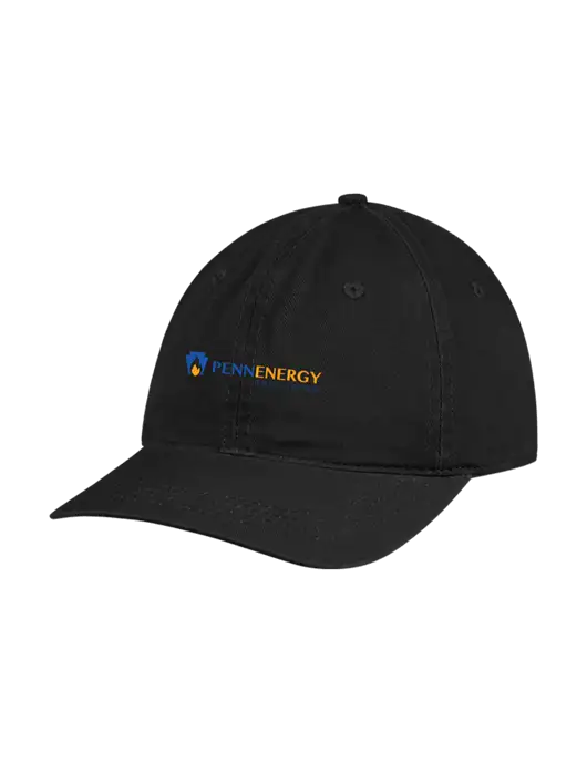 Garment Washed Unstructured Twill Black Cap w/PennEnergy Logo