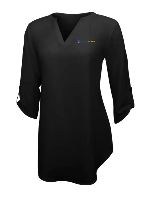 Womens Black 3/4 Sleeve Tunic Blouse w/PennEnergy Logo