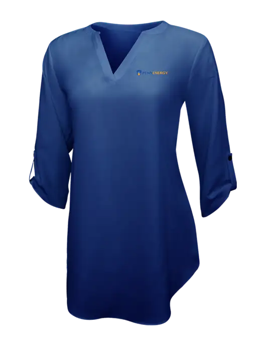 Dark Royal Womens 3/4 Sleeve Tunic Blouse w/PennEnergy Logo