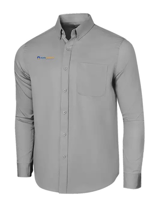 Long Sleeve Light Grey Superpro React Twill Shirt w/PennEnergy Logo