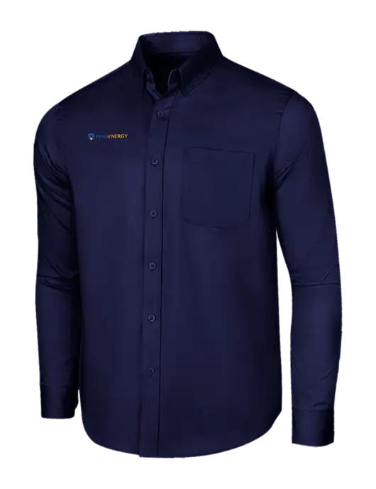Long Sleeve Navy Superpro React Twill Shirt w/PennEnergy Logo