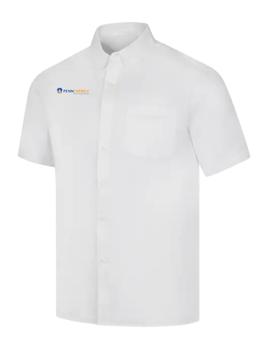 Short Sleeve White Superpro React Twill Shirt w/PennEnergy Logo