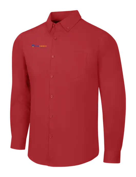 Red Long Sleeve Carefree Poplin Shirt w/PennEnergy Logo