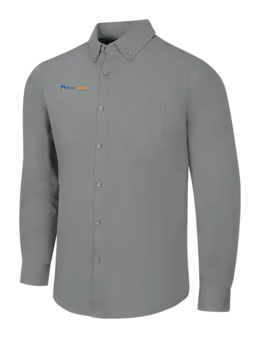 Medium Grey Long Sleeve Carefree Poplin Shirt w/PennEnergy Logo