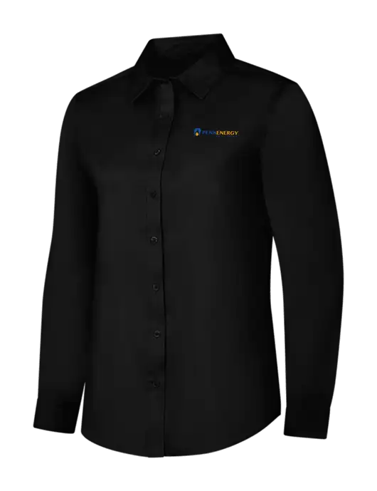 Womens Black Long Sleeve Superpro React Twill Shirt w/PennEnergy Logo