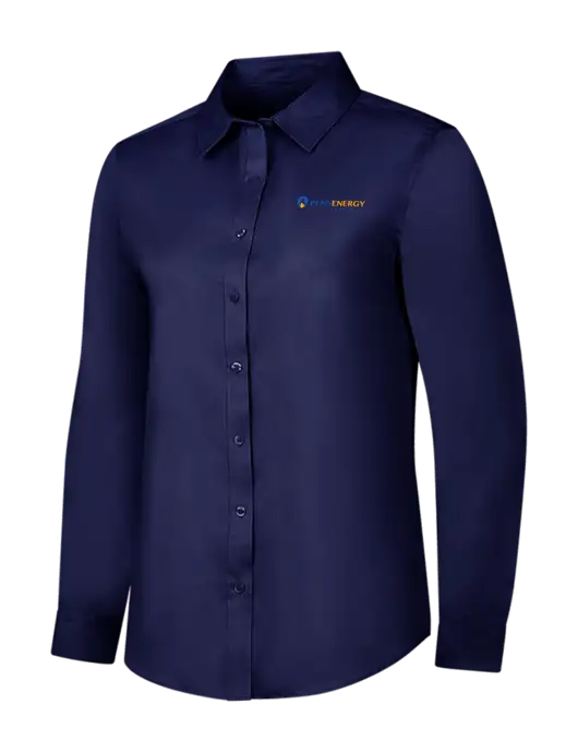 Navy Womens Long Sleeve Superpro React Twill Shirt w/PennEnergy Logo
