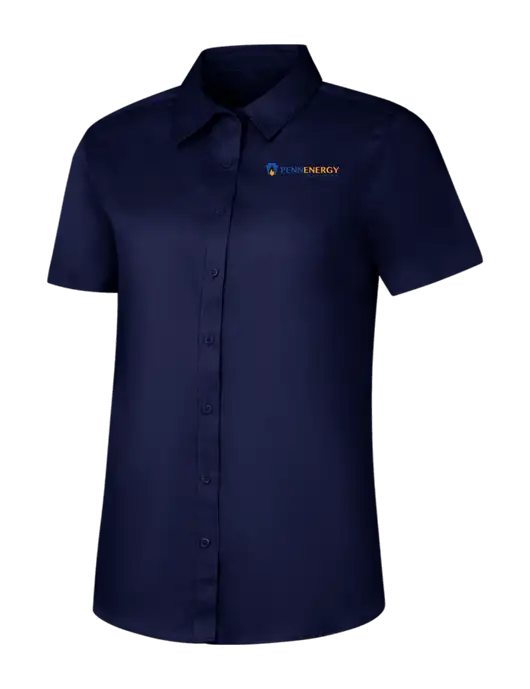 Womens Navy Short Sleeve Superpro React Twill Shirt w/PennEnergy Logo