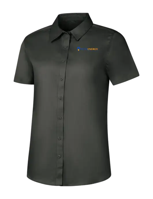 Womens Dark Grey Short Sleeve Superpro React Twill Shirt w/PennEnergy Logo