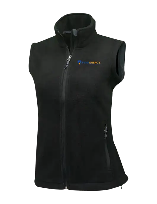 Womens Black Fleece Vest w/PennEnergy Logo