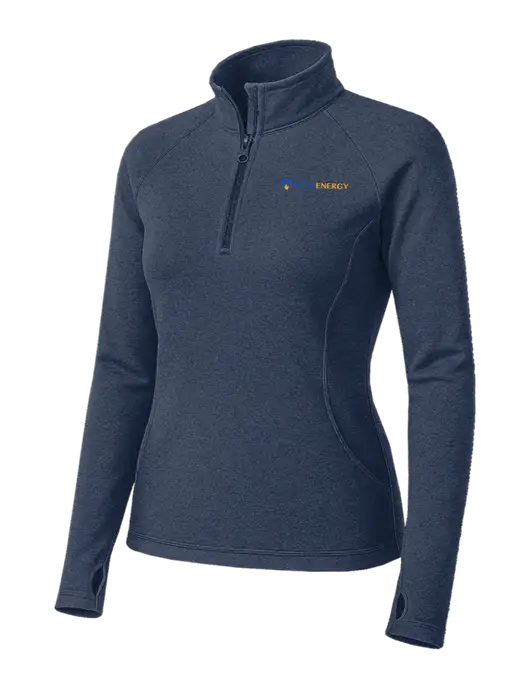 Navy Heather Womens Sport Wick Stretch 1/4 Zip Pullover w/PennEnergy Logo