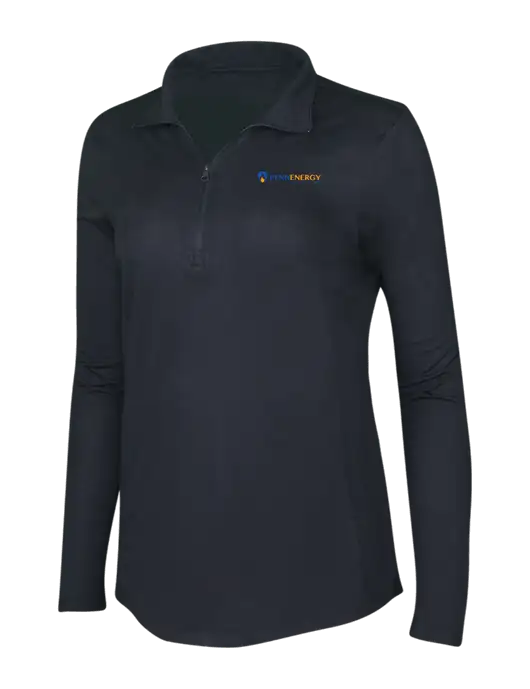 Black Triad Solid Womens Posicharge Tri-Blend Wicking 1/4 Zip Pullover w/PennEnergy Logo