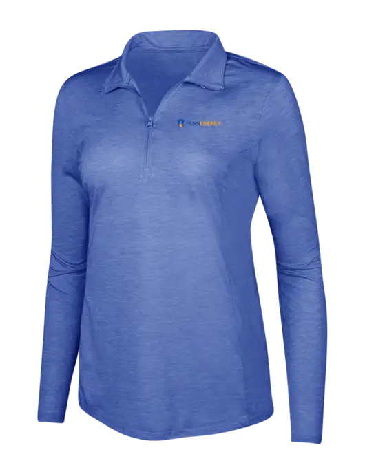 True Royal Heather Womens Posicharge Tri-Blend Wicking 1/4 Zip Pullover w/PennEnergy Logo
