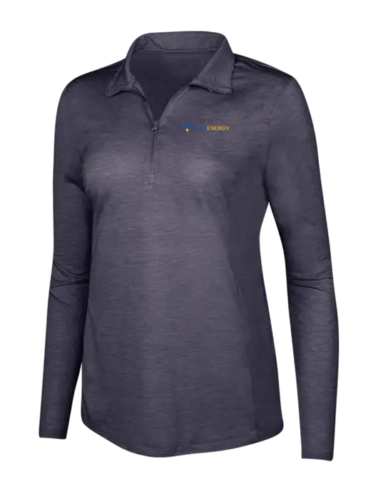 True Navy Heather Womens Posicharge Tri-Blend Wicking 1/4 Zip Pullover w/PennEnergy Logo