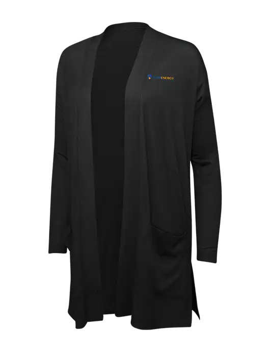 Black Womens Concept Long Pocket Cardigan w/PennEnergy Logo