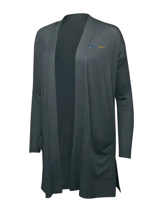 Smoke Grey Womens Concept Long Pocket Cardigan w/PennEnergy Logo