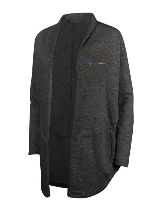 Charcoal Heather/ Medium Heather Grey Womens Interlock Cardigan w/PennEnergy Logo