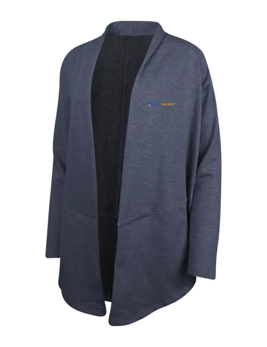 Estate Blue Heather/Charcoal Heather Womens Interlock Cardigan w/PennEnergy Logo