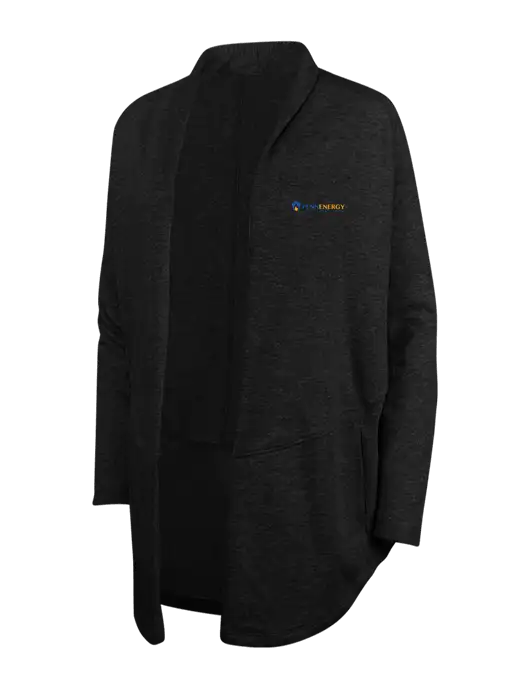 Deep Black/Charcoal Heather Womens Interlock Cardigan w/PennEnergy Logo