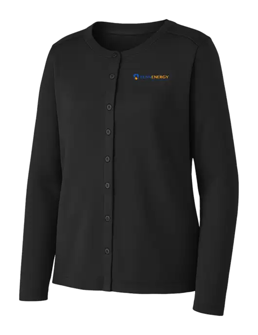 Black Womens Concept Stretch Button-Front Cardigan Sweater w/PennEnergy Logo