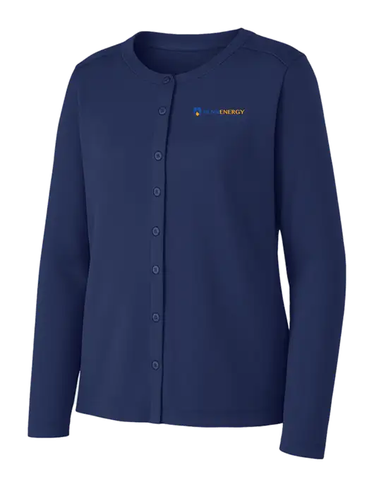 Dress Blue Navy Womens Concept Stretch Button-Front Cardigan Sweater w/PennEnergy Logo