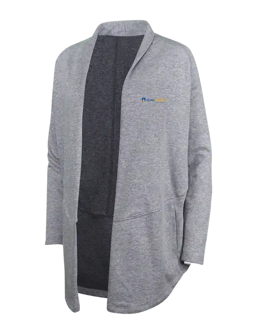 Medium Heather Grey/Char Heather Womens Interlock Cardigan w/PennEnergy Logo