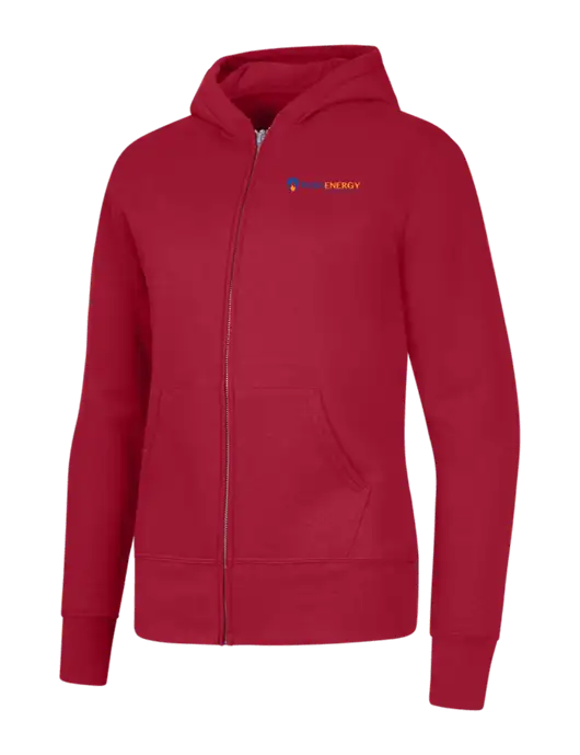 Red Womens Core Fleece Full-Zip Hooded Sweatshirt w/PennEnergy Logo