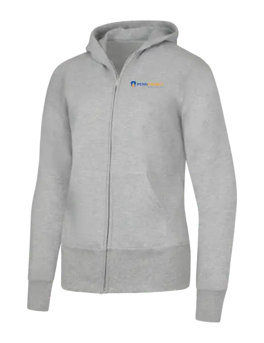 Grey Heather Womens Core Fleece Full-Zip Hooded Sweatshirt w/PennEnergy Logo