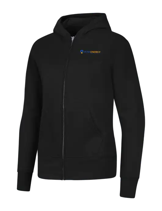 Jet Black Womens Core Fleece Full-Zip Hooded Sweatshirt w/PennEnergy Logo
