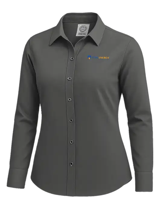 Brooks Brothers Womens Dark Grey Wrinkle-Free Stretch Nailhead Shirt w/PennEnergy Logo
