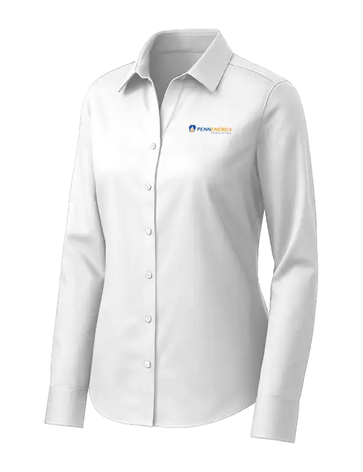 Brooks Brothers Womens White Wrinkle-Free Stretch Pinpoint Shirt w/PennEnergy Logo