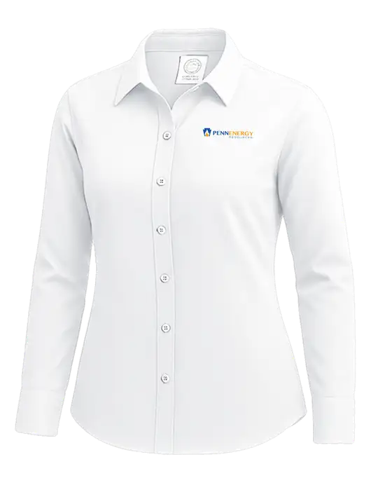 Brooks Brothers Womens White Wrinkle-Free Stretch Nailhead Shirt w/PennEnergy Logo