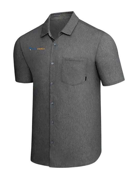 OGIO Dark Grey Heather Extend Short Sleeve Button Up Shirt w/PennEnergy Logo