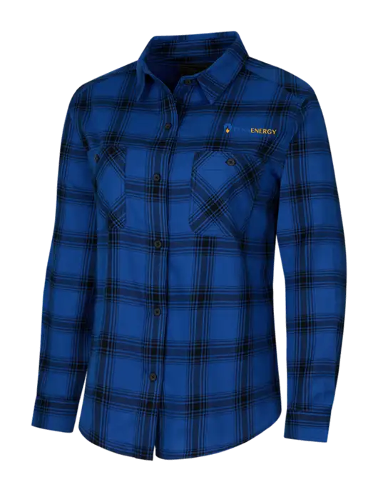 Womens Royal/Black Plaid Flannel Shirt w/PennEnergy Logo