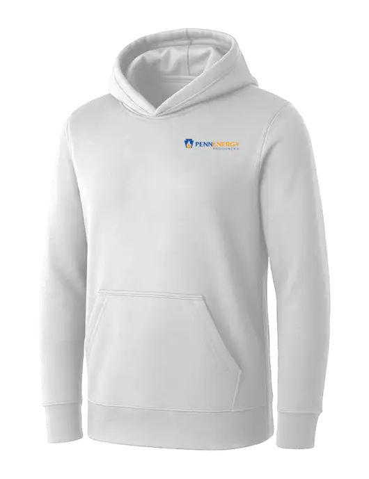 Womens White Core Fleece Pullover Hooded Sweatshirt w/PennEnergy Logo
