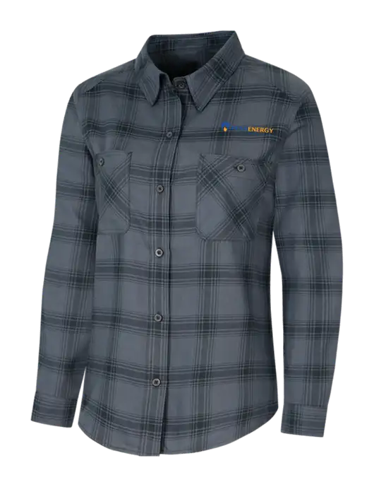 Womens Grey/Black Plaid Flannel Shirt w/PennEnergy Logo