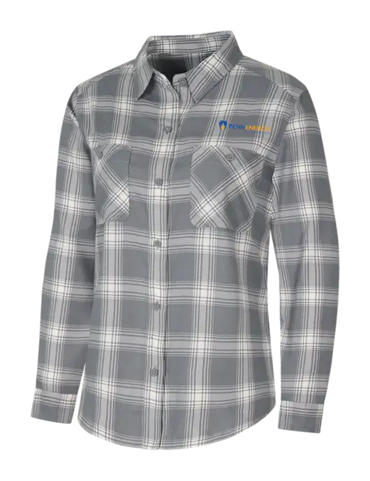 Womens Medium Grey/Cream Plaid Flannel Shirt w/PennEnergy Logo