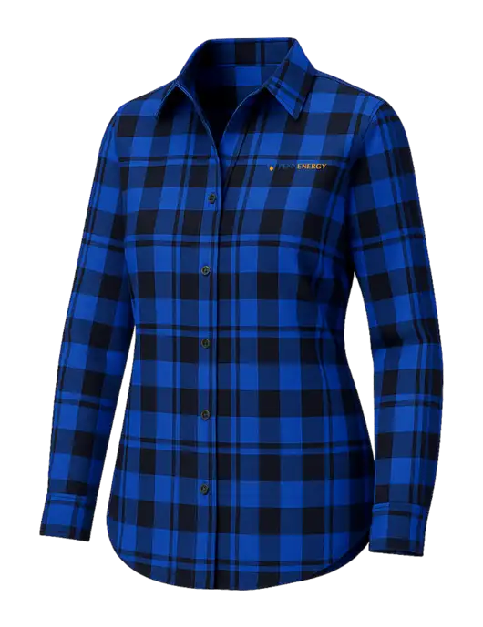 Womens Royal/Black Plaid Flannel Tunic w/PennEnergy Logo