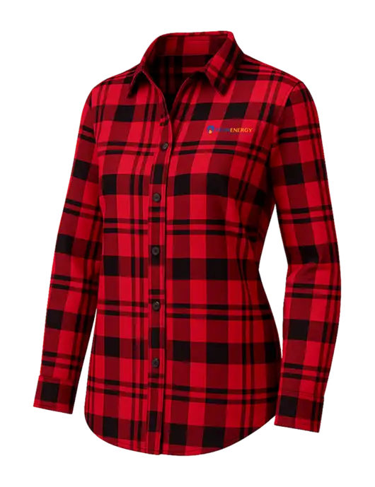Womens Red/Black Plaid Flannel Tunic w/PennEnergy Logo