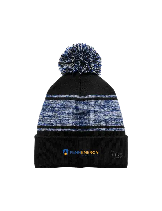 New Era Black/Royal Knit Chilled Pom Beanie w/PennEnergy Logo