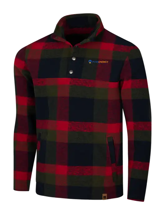 Russell Outdoors Red/Black Plaid Basin Snap Pullover w/PennEnergy Logo
