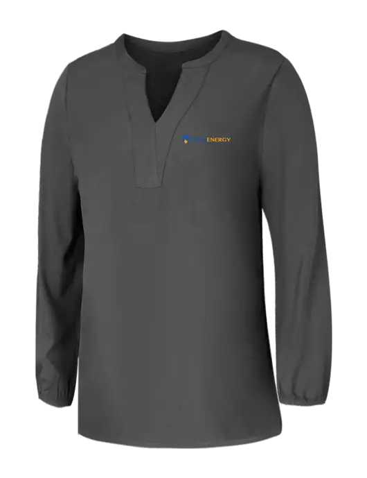 Mercer+Mettle Womens Dark Grey Stretch Crepe 3/4 Sleeve Blouse w/PennEnergy Logo