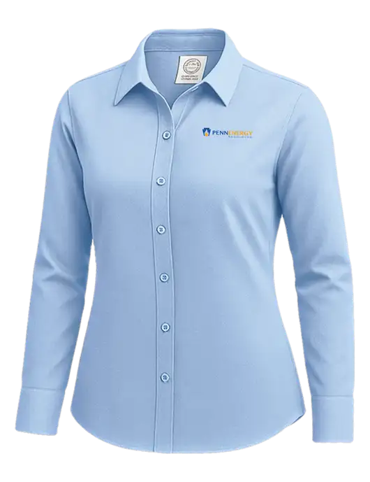 Brooks Brothers Womens Light Blue Wrinkle-Free Stretch Nailhead Shirt w/PennEnergy Logo