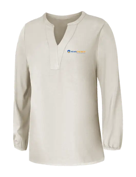 Mercer+Mettle Womens Ivory Stretch Crepe 3/4 Sleeve Blouse w/PennEnergy Logo