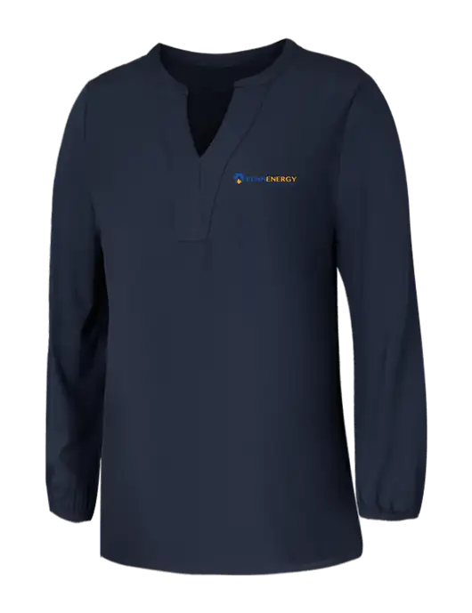 Mercer+Mettle Womens Navy Stretch Crepe 3/4 Sleeve Blouse w/PennEnergy Logo