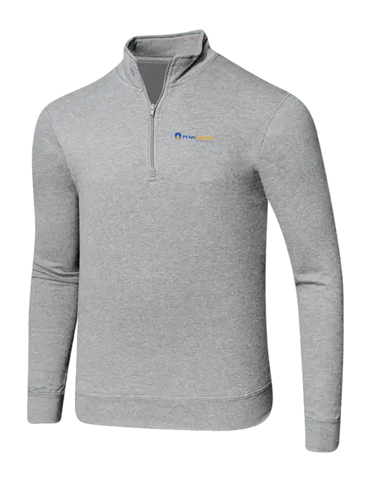Light Heather Grey 8.5 oz Ring Spun 1/4 Zip Pullover Sweatshirt w/PennEnergy Logo