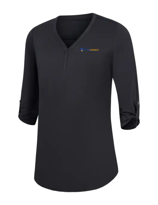 Womens Black City Stretch 3/4-Sleeve Tunic w/PennEnergy Logo