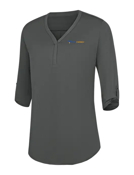 Womens Dark Grey City Stretch 3/4-Sleeve Tunic w/PennEnergy Logo