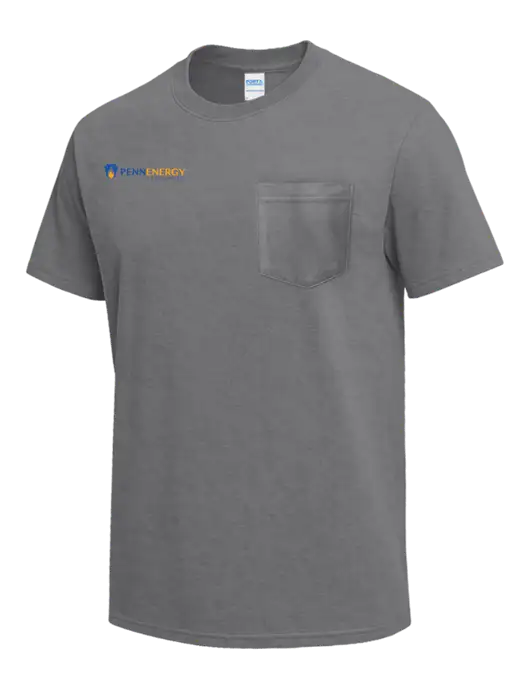 Medium Grey Heather Heavyweight 6.1 oz Pocket T-Shirt w/PennEnergy Logo