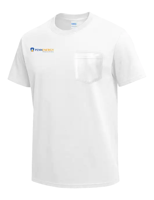 White Heavyweight 6.1 oz Pocket T-Shirt w/PennEnergy Logo