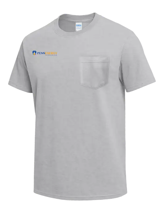 Light Grey Heather Heavyweight 6.1 oz Pocket T-Shirt w/PennEnergy Logo